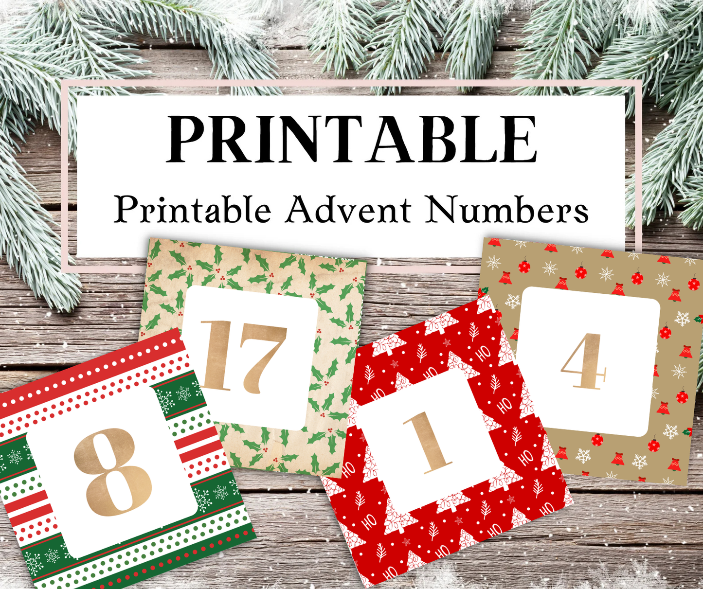 Printable Advent Calendar Numbers 1–25 | Christmas Countdown Stickers | Digital Download