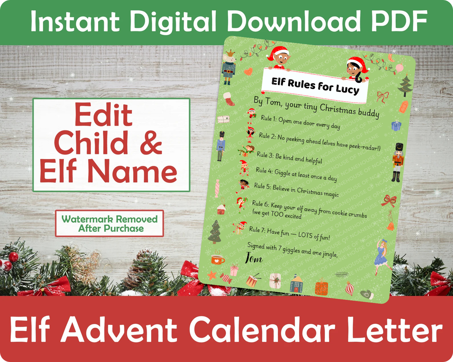 Elf Letter Bundle | Editable Arrival & Goodbye Letters | Elf Rules & Christmas Helper Certificate | Printable PDF