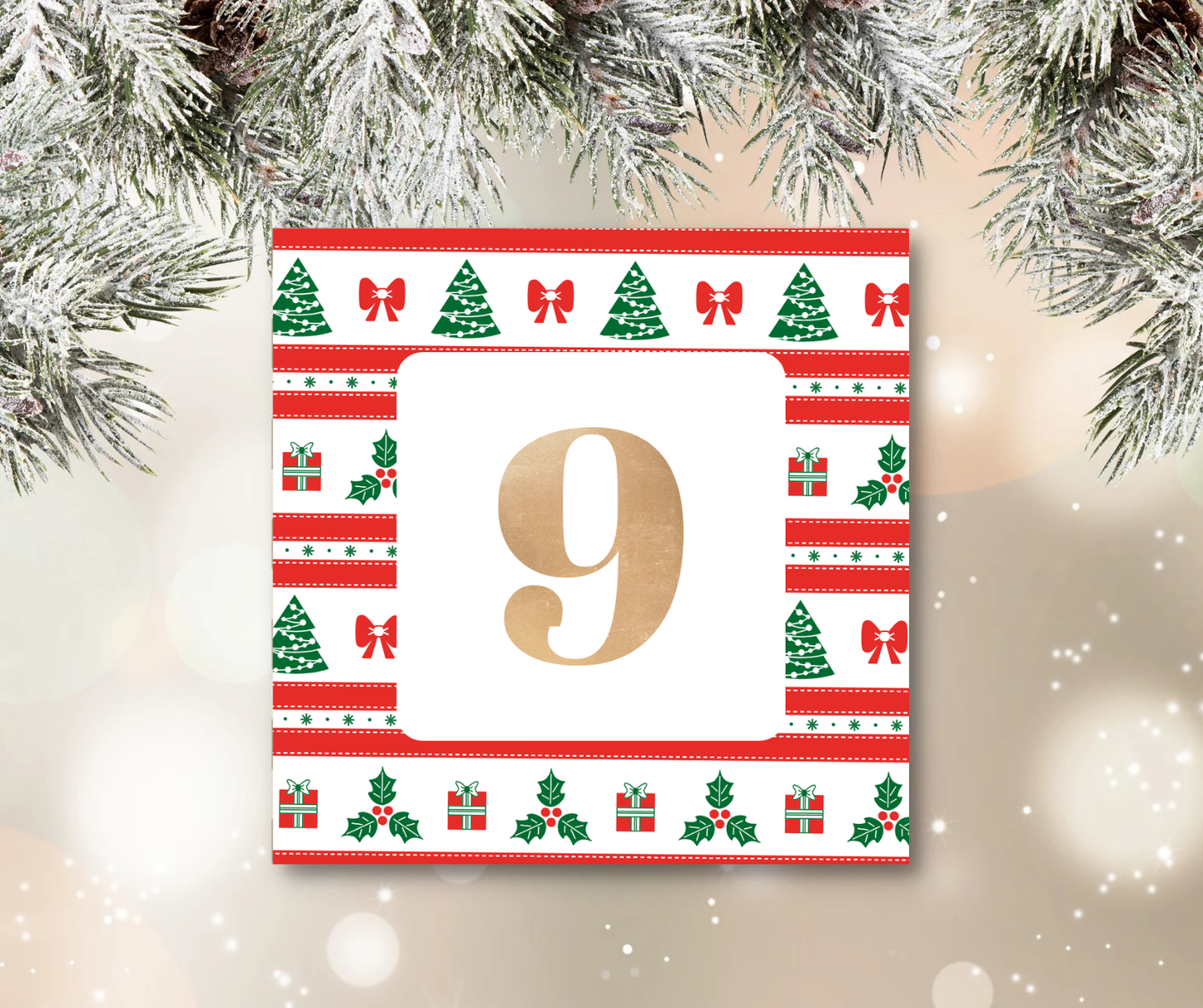 Printable Advent Calendar Numbers 1–25 | Christmas Countdown Stickers | Digital Download