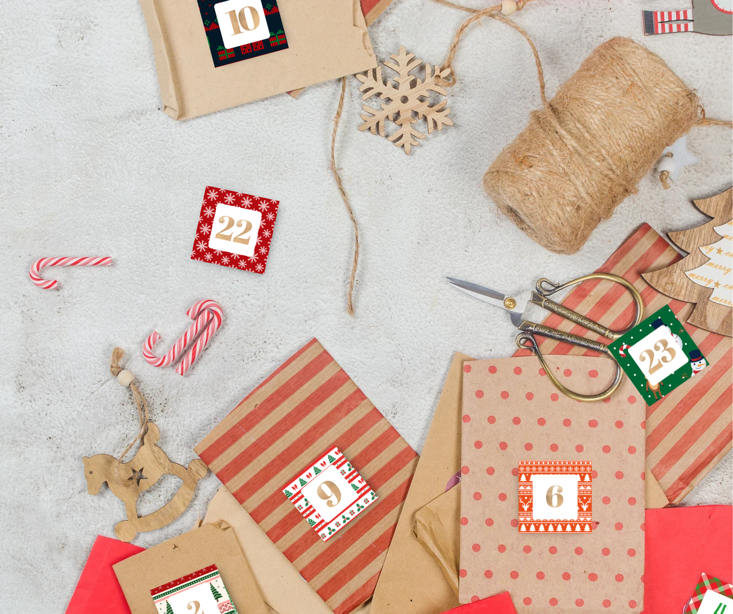 Printable Advent Calendar Numbers 1–25 | Christmas Countdown Stickers | Digital Download