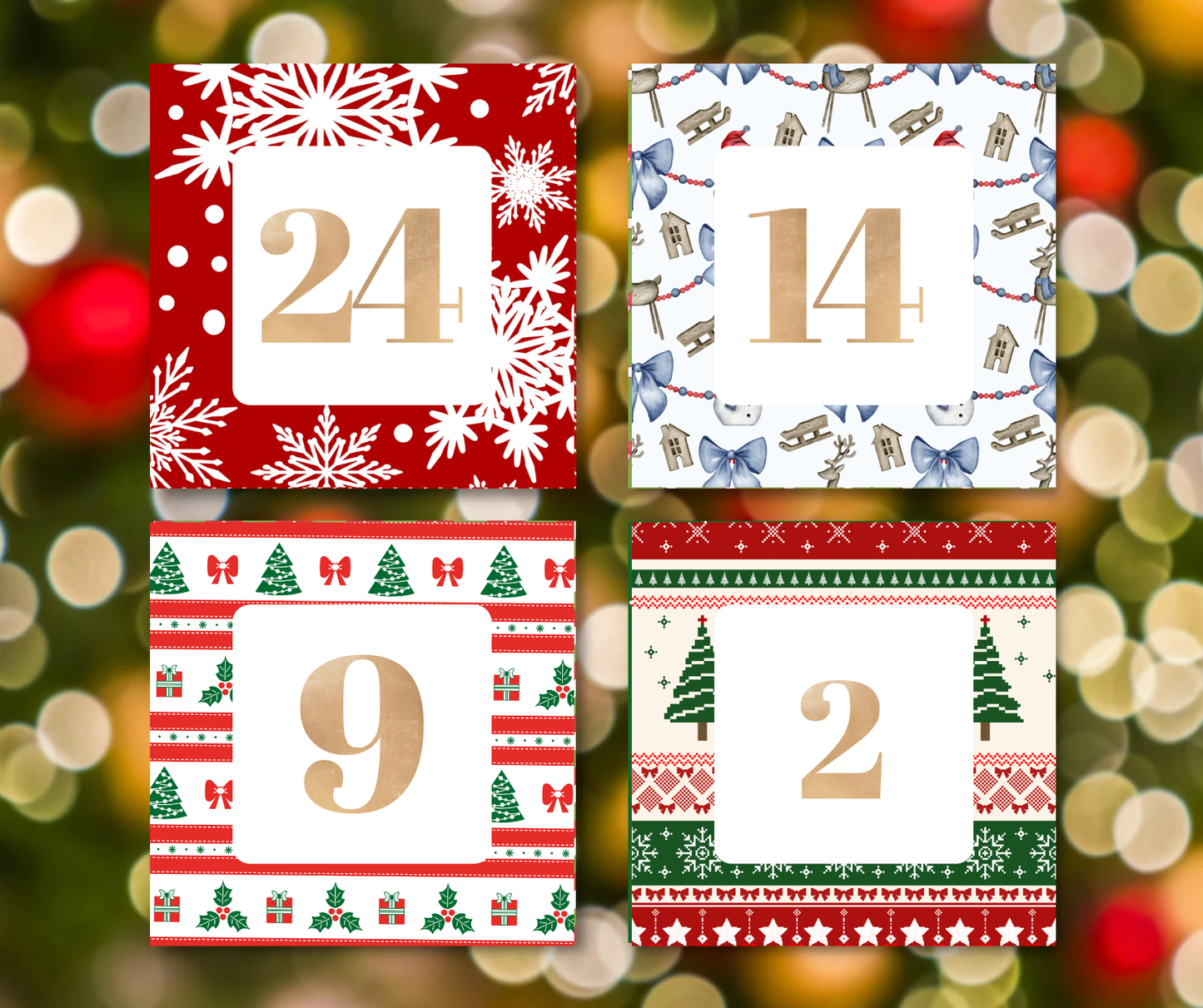 Printable Advent Calendar Numbers 1–25 | Christmas Countdown Stickers | Digital Download