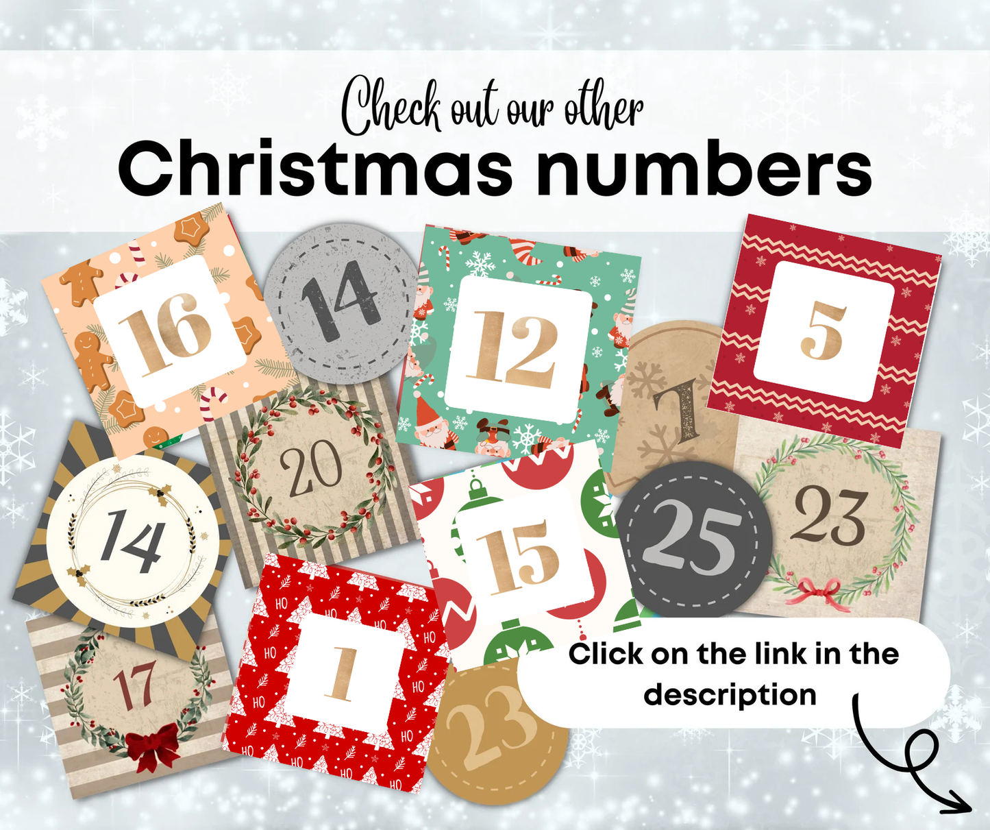 Printable Advent Calendar Numbers 1–25 | Christmas Countdown Stickers | Digital Download